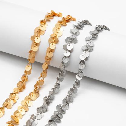Gold/ Silver tone Round Disc Chains 6mm, Disk Coin Geometric Chain (#LK-212)/ 1 Meter=3.3 feet