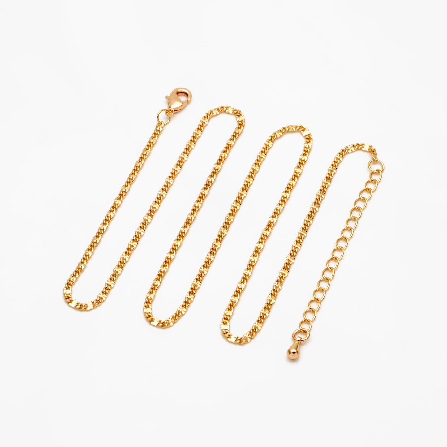 Gold/ Silver Tone Flat Curb Chain, Finished Bracelet/ Anklet/ Necklace with Adjustable Extender, Ready to Wear (#LK-328)