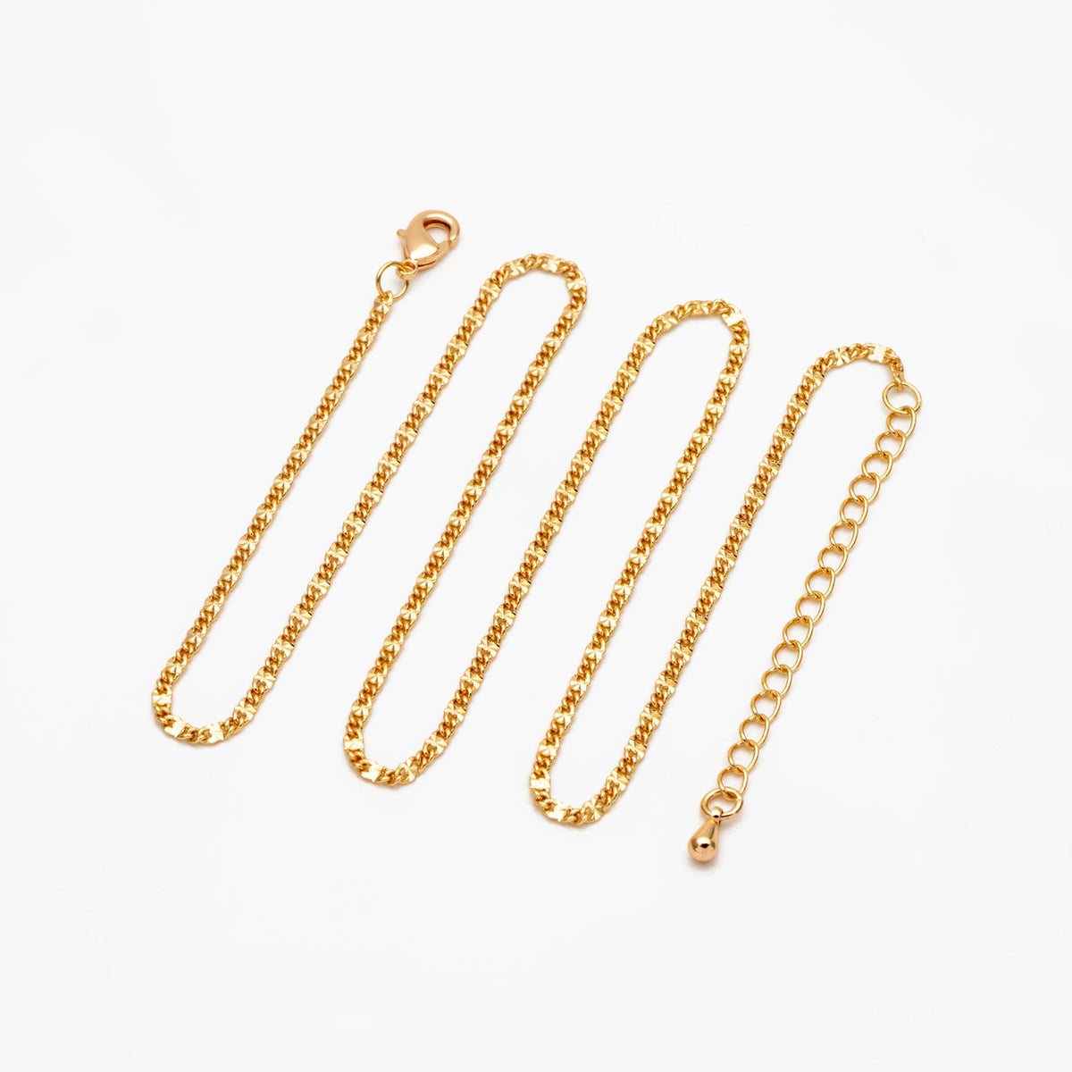 Gold/ Silver Tone Flat Curb Chain, Finished Bracelet/ Anklet/ Necklace with Adjustable Extender, Ready to Wear (#LK-328)