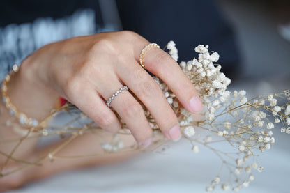 4pcs CZ Pave Finger Ring, Gold/ Rhodium plated Brass, Gift for Her, Stackable Ring, Minimalist Ring(#GB-2793)