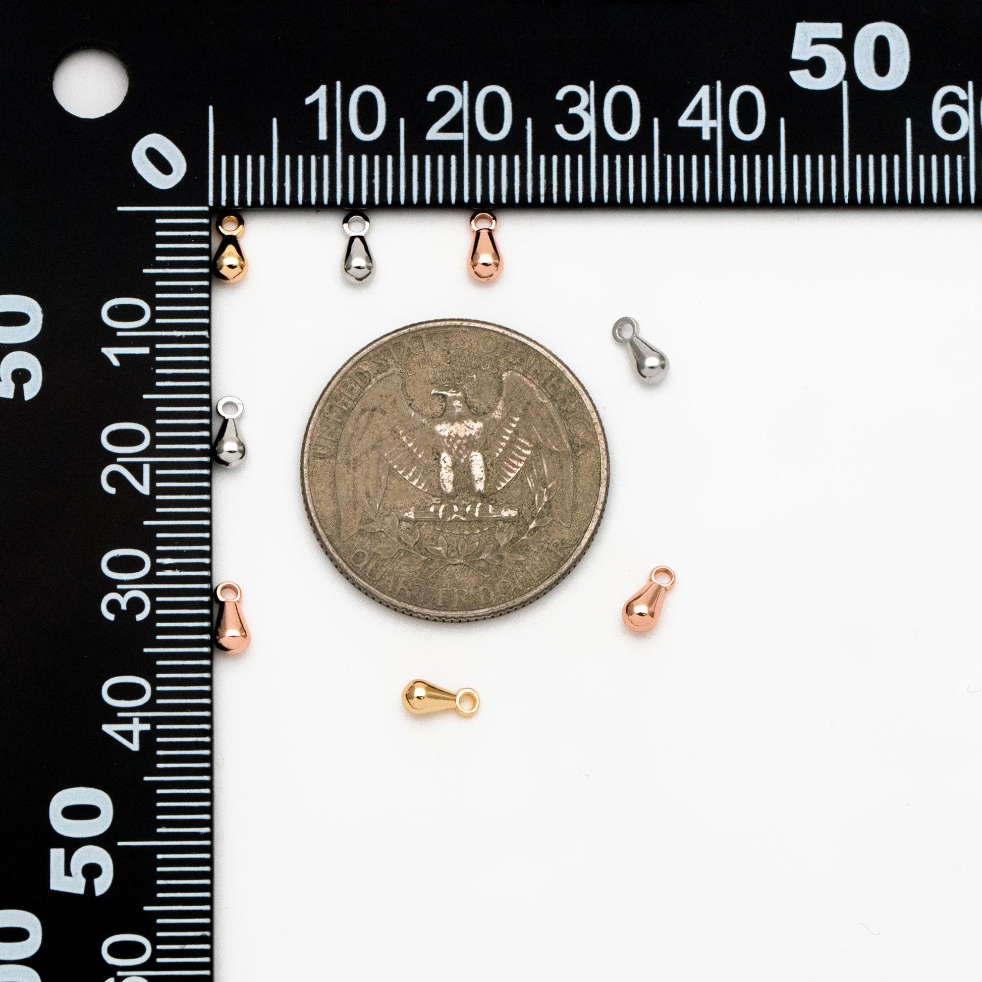 20pcs Gold/ Silver/ Rose Gold Teardrop Charms, Tiny Bracelet End Drop, Water Drop Extender Chain Ends (GB-208)