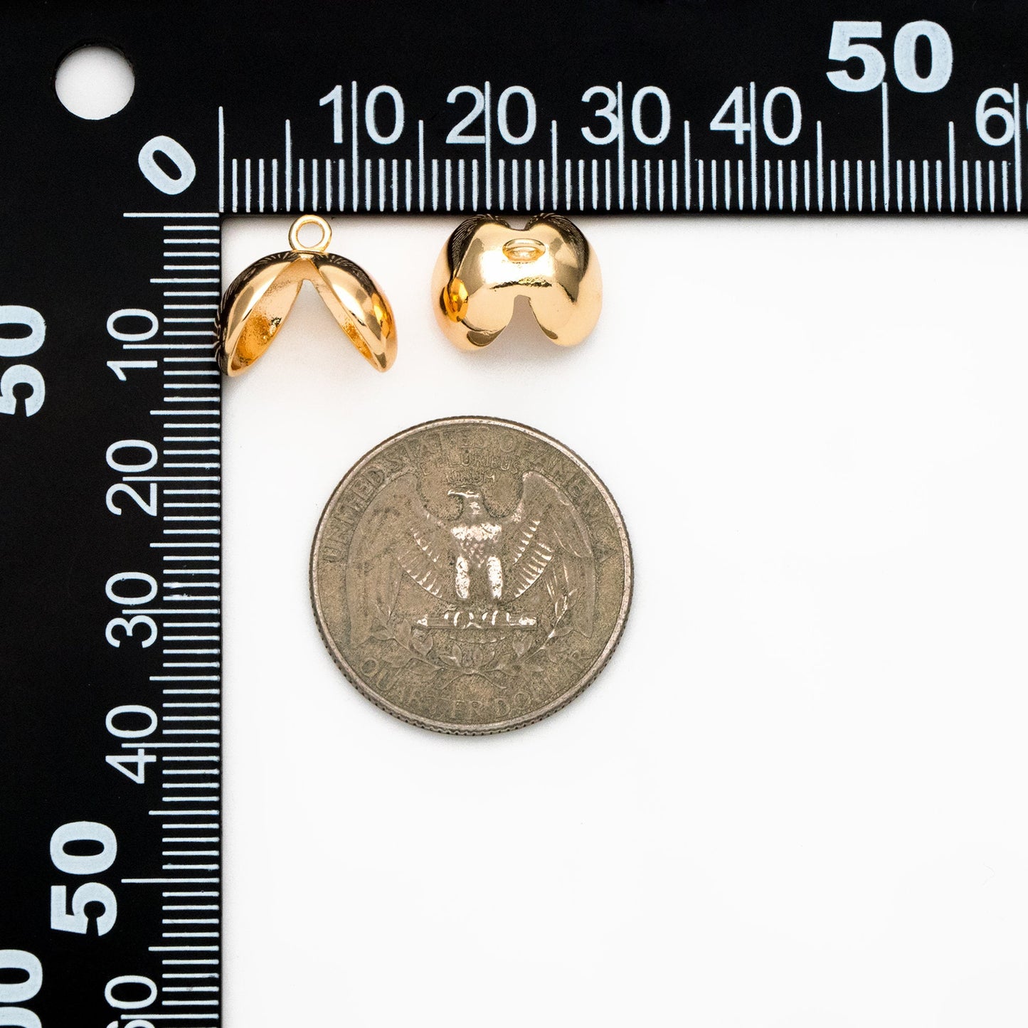 10pcs Gold Floral Bead Cap Charms 10mm, Gold plated Brass, Lead Nickel Free (GB-225)