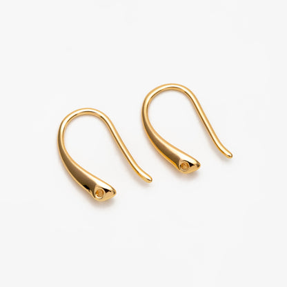 10pcs Gold plated Brass Ear Hooks 19mm, Simple Earwires Earring Hooks (GB-228)