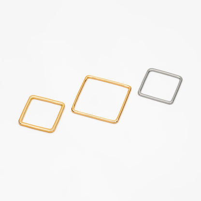 10pcs Gold/ Silver tone Square Link Charms 15/ 20/ 30/ 40mm, Real Gold/ Rhodium plated Brass Geometric Connector Pendants (GB-231)