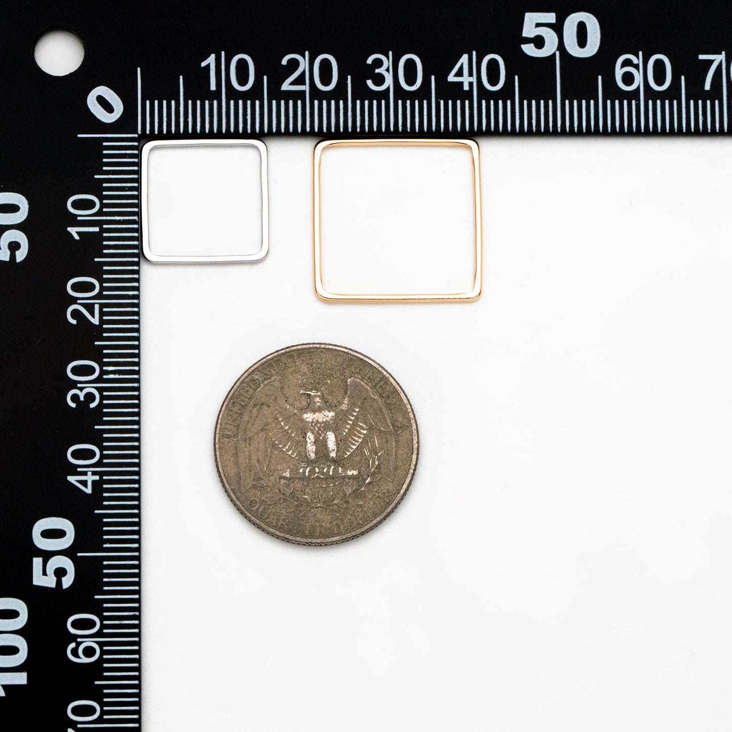 10pcs Gold/ Silver tone Square Link Charms 15/ 20/ 30/ 40mm, Real Gold/ Rhodium plated Brass Geometric Connector Pendants (GB-231)