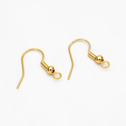 20pcs Gold/ Silver Earring Hooks, Real Gold/ Rhodium Plated Brass Earwire, Wholesale Ear Hooks (GB-025-A)