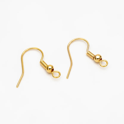 20pcs Gold/ Silver Earring Hooks, Real Gold/ Rhodium Plated Brass Earwire, Wholesale Ear Hooks (GB-025-A)
