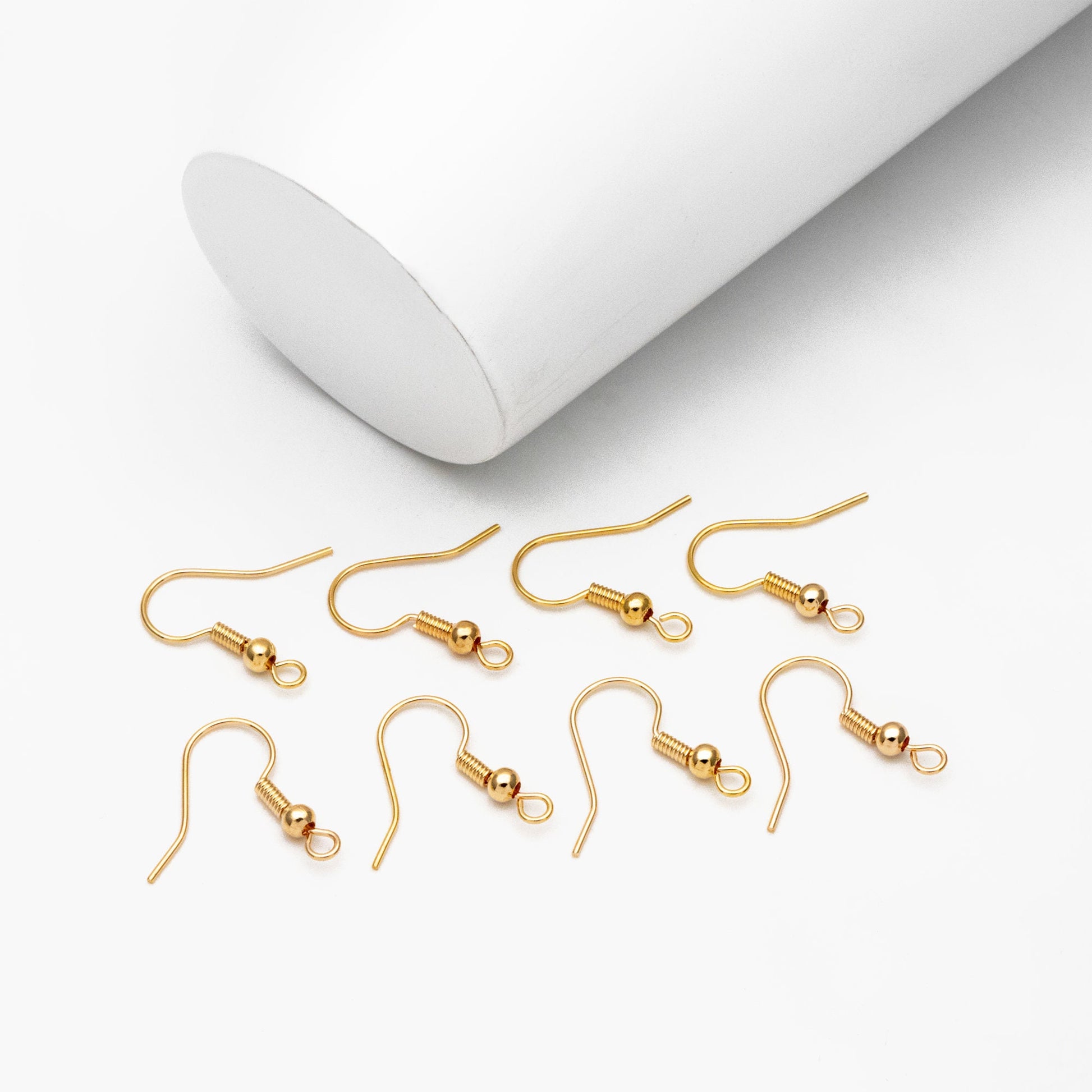 20pcs Gold/ Silver Earring Hooks, Real Gold/ Rhodium Plated Brass Earwire, Wholesale Ear Hooks (GB-025-A)