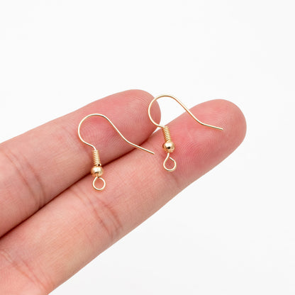 20pcs Gold/ Silver Earring Hooks, Real Gold/ Rhodium Plated Brass Earwire, Wholesale Ear Hooks (GB-025-A)