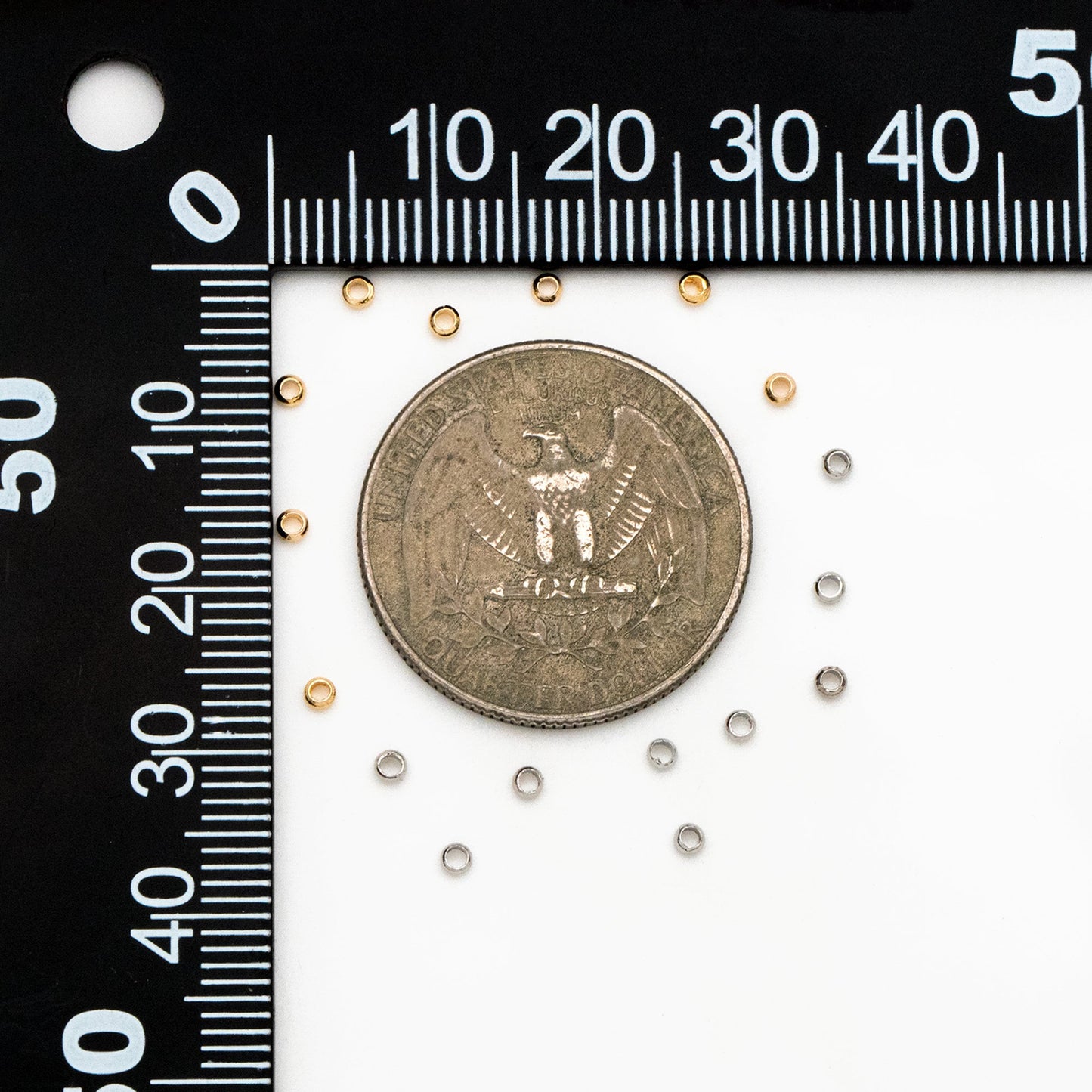 500pcs Gold/ Silver tone Round Crimp Beads 2mm, Gold/ Rhodium plated Brass, Jewelry Making Supplies Wholesale (GB-234)