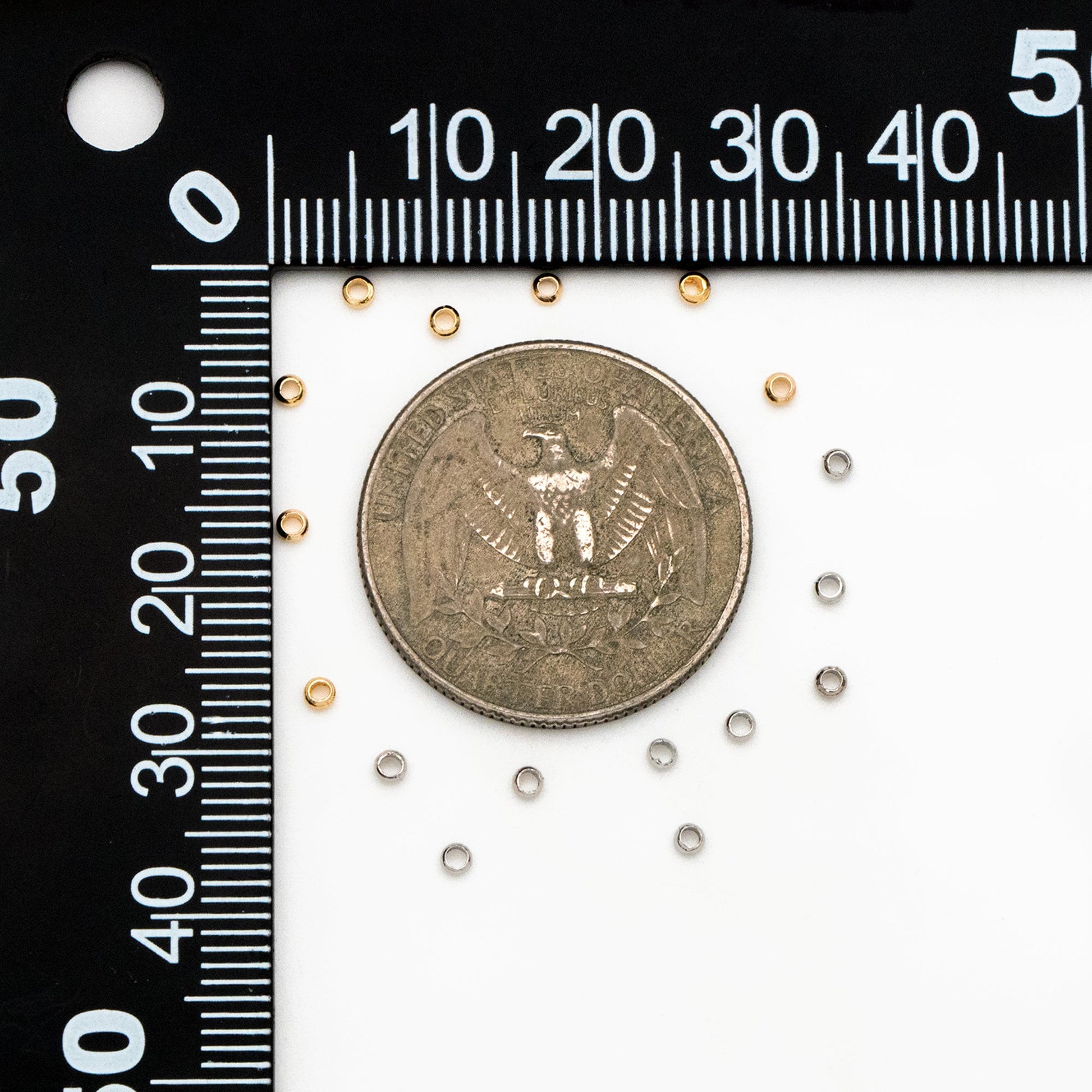 500pcs Gold/ Silver tone Round Crimp Beads 2mm, Gold/ Rhodium plated Brass, Jewelry Making Supplies Wholesale (GB-234)