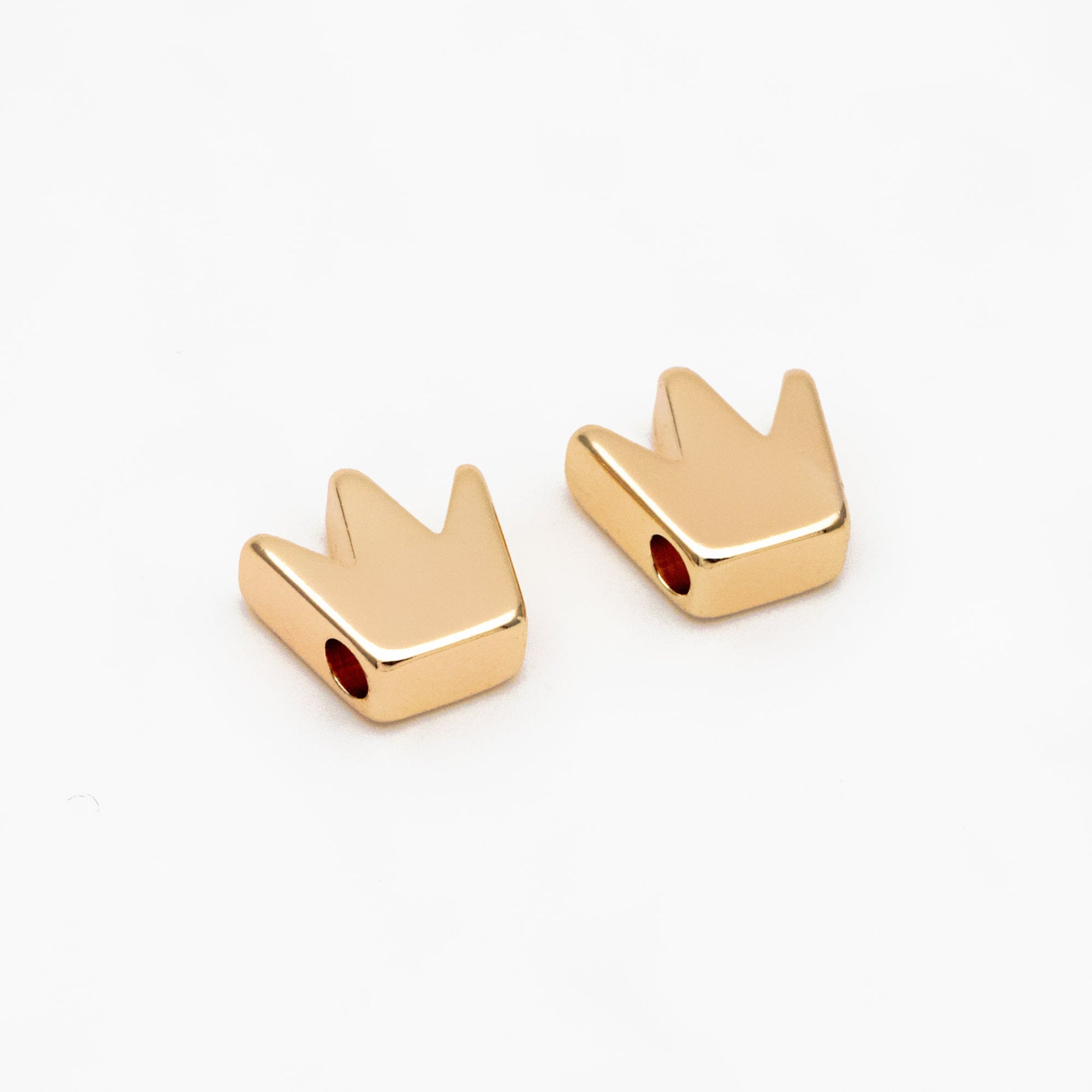 20pcs Gold/ Silver Crown Beads 8mm, 18K Gold/ Rhodium plated Brass Crown Charms, Lead Nickel Free (GB-236)