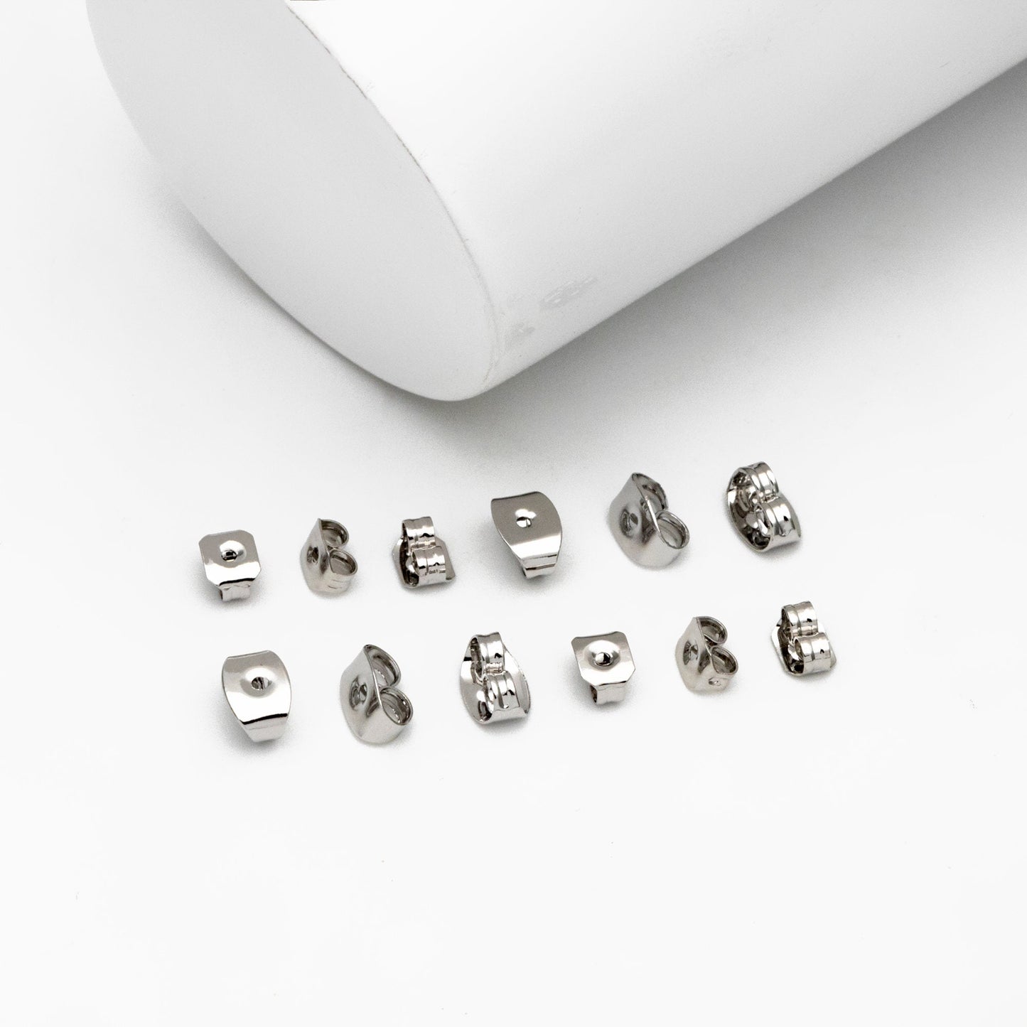 20pcs Silver Ear Nuts, Earring Back Stoppers 5mm/ 7mm, Rhodium plated Brass Jewelry Findings Wholesale (#GB-237)