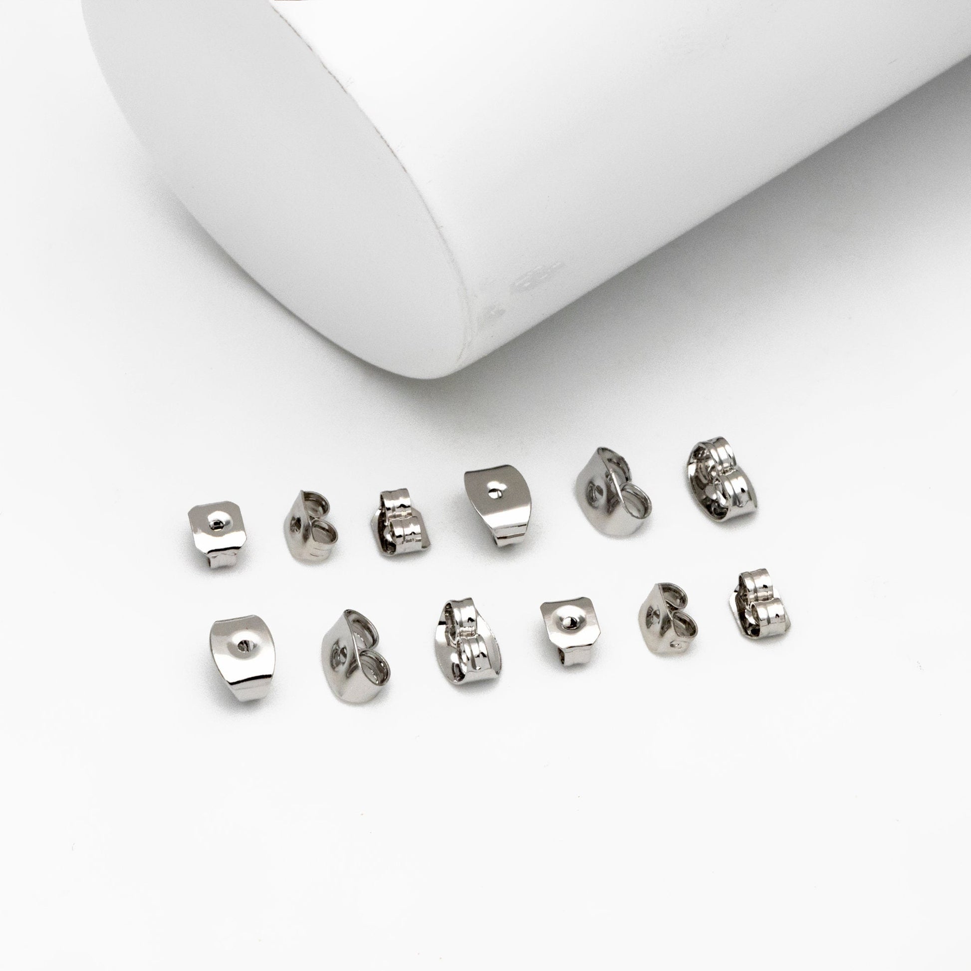 20pcs Silver Ear Nuts, Earring Back Stoppers 5mm/ 7mm, Rhodium plated Brass Jewelry Findings Wholesale (#GB-237)