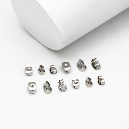 20pcs Silver Ear Nuts, Earring Back Stoppers 5mm/ 7mm, Rhodium plated Brass Jewelry Findings Wholesale (#GB-237)