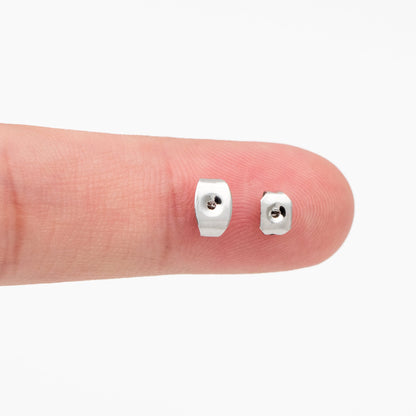20pcs Silver Ear Nuts, Earring Back Stoppers 5mm/ 7mm, Rhodium plated Brass Jewelry Findings Wholesale (#GB-237)