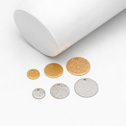 10pcs Gold/ Silver tone Round Disc Charms 8/ 12/ 15mm, Gold/ Rhodium plated Brass Coin Disk Charms (GB-240)