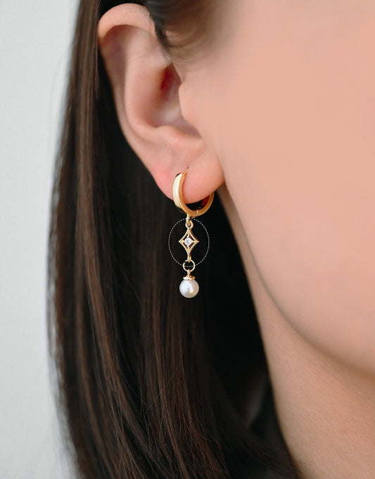 10pcs CZ pave Gold Rhombus Charms 11x6mm, 18K Gold plated Brass, Geometric Connector Pendants (GB-3209)