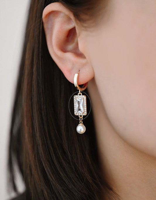 4pcs CZ pave Gold Rectangle Charms, 17x8mm, 18K Gold plated Brass Geometric Connectors (GB-3230)