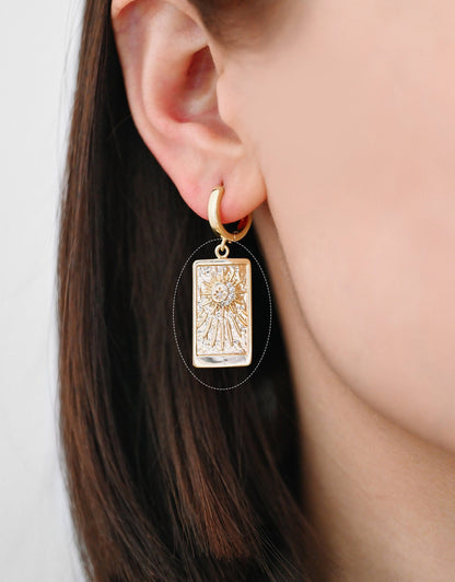 4pcs CZ Pave Gold Rectangle Charms, Sun Moon and Star Pendants (GB-2991-H)