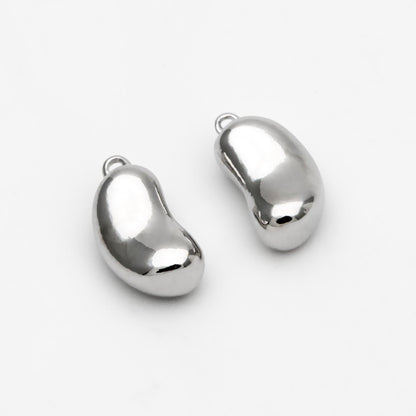 10pcs Gold/ Rhodium Plated Brass Bean Charms 11x5.5mm, Jewelry Making, Diy Material, Jewelry Supplies (GB-4589-C)