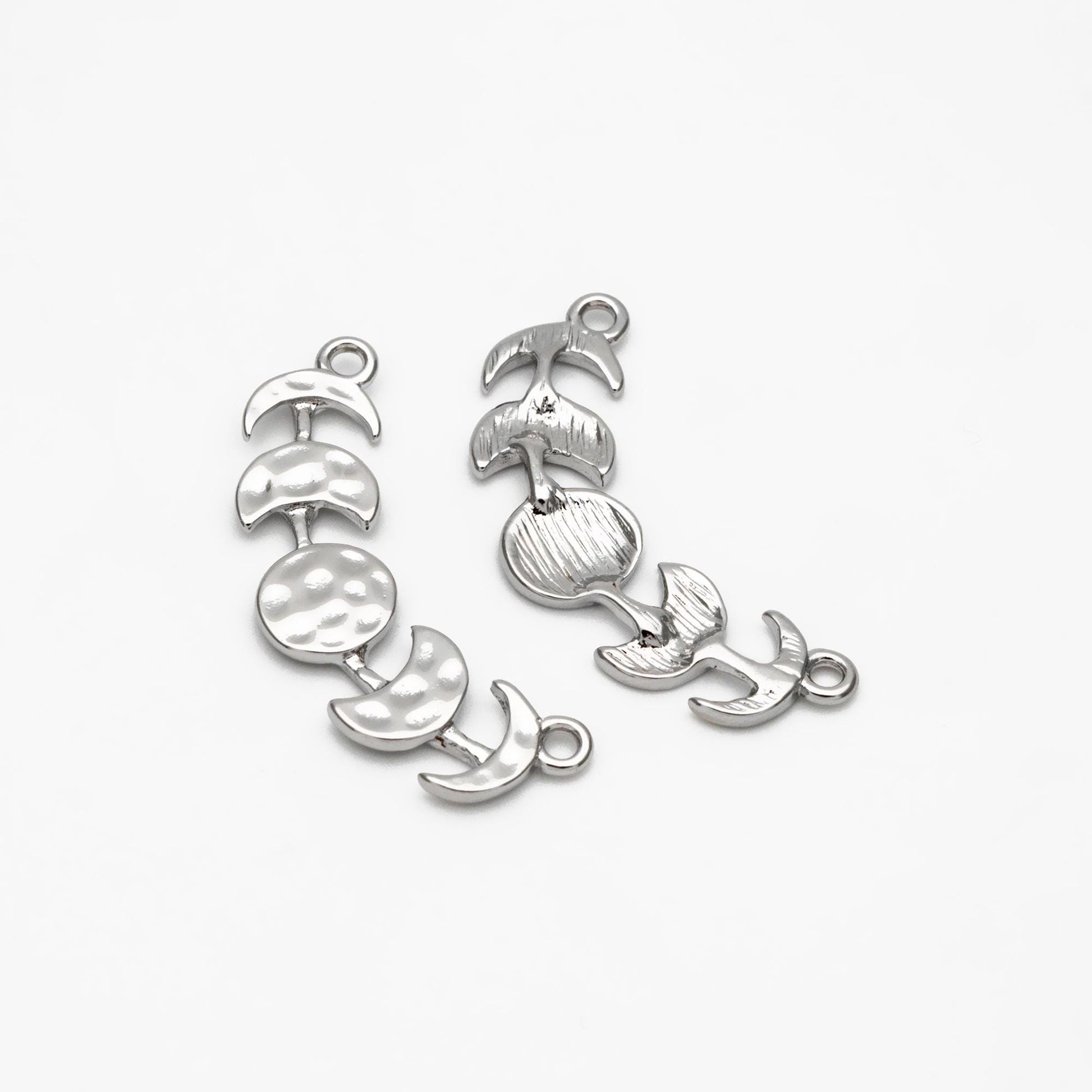 10pcs Gold/ Silver Moon Phases Bar Connectors 32mm, Real Gold/ Rhodium plated Brass Moon Charms (GB-4128)