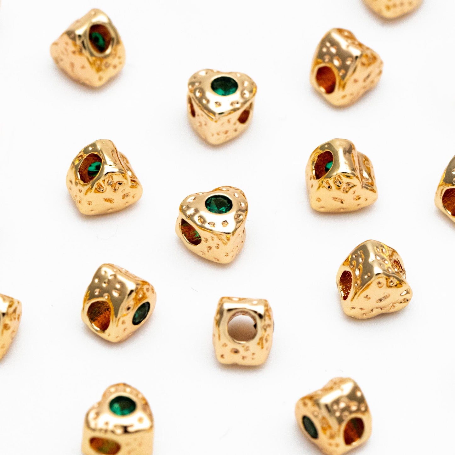 10pcs CZ pave Gold Cube/ Heart Beads 5mm, 18K Gold plated Brass Spacer Beads, Jewelry Making, Diy Material, Jewelry Supplies (GB-2956-A)