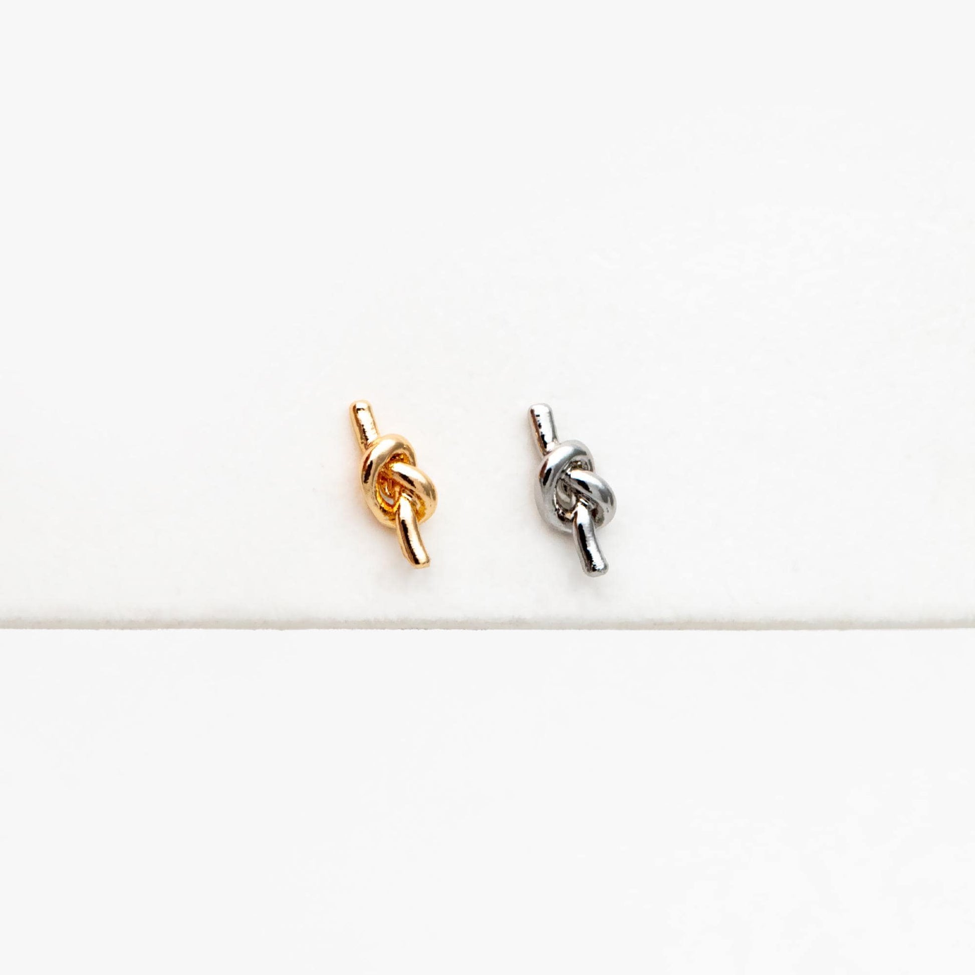10pcs Gold/ Silver Tone Knot Ear Studs, Real Gold/ Rhodium plated Brass, Minimalist Stud Earrings (GB-4464)