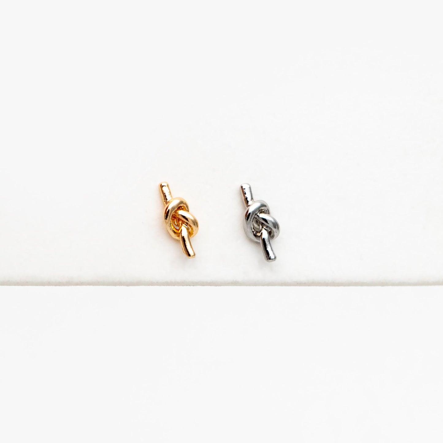 10pcs Gold/ Silver Tone Knot Ear Studs, Real Gold/ Rhodium plated Brass, Minimalist Stud Earrings (GB-4464)