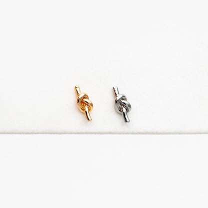 10pcs Gold/ Silver Tone Knot Ear Studs, Real Gold/ Rhodium plated Brass, Minimalist Stud Earrings (GB-4464)