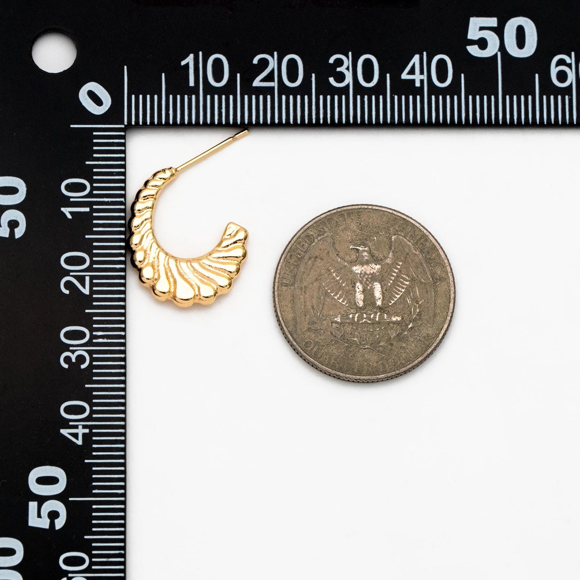 4pcs Gold/ Silver Tone C Shape Earrings, Real Gold/ Rhodium plated Brass, Dainty Stud Earrings (GB-4465)