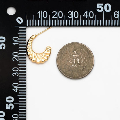 4pcs Gold/ Silver Tone C Shape Earrings, Real Gold/ Rhodium plated Brass, Dainty Stud Earrings (GB-4465)