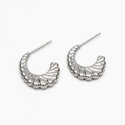 4pcs Gold/ Silver Tone C Shape Earrings, Real Gold/ Rhodium plated Brass, Dainty Stud Earrings (GB-4465)