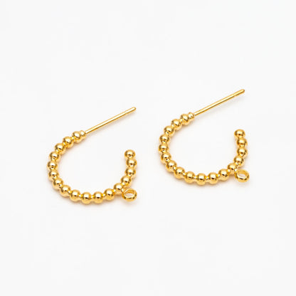 10pcs Gold/ Silver Tone Round Circle Ear Posts, Gold/ Rhodium plated Brass, Geometric Hoop Stud Earrings (GB-4467)