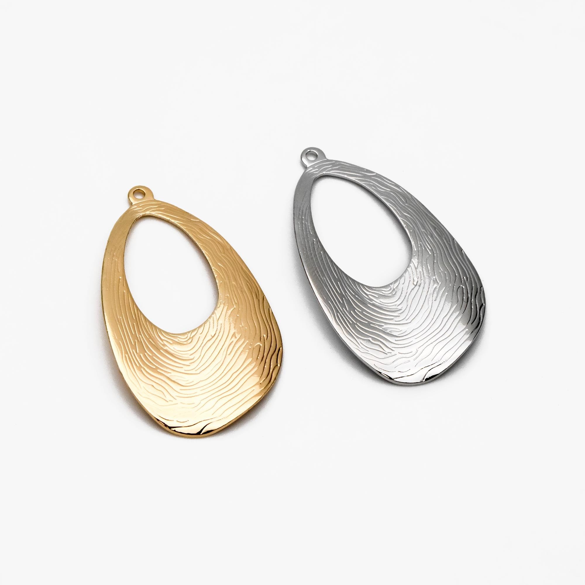 10pcs Gold/ Silver Tone Teardrop Charms 39x22mm, Gold/ Rhodium plated Brass Geometric Pendants (GB-1404-G)