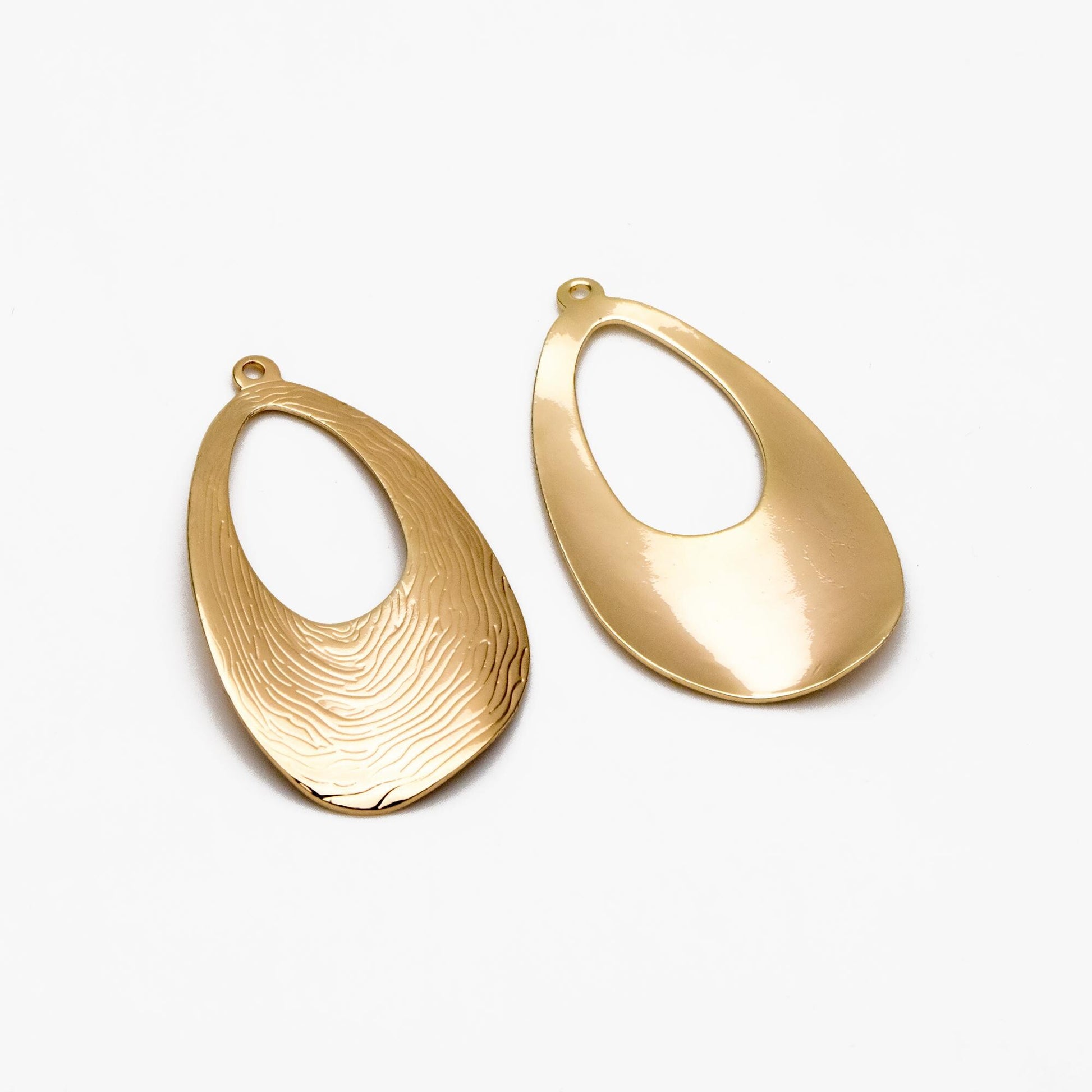 10pcs Gold/ Silver Tone Teardrop Charms 39x22mm, Gold/ Rhodium plated Brass Geometric Pendants (GB-1404-G)