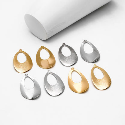 10pcs Gold/ Silver Tone Teardrop Charms 39x22mm, Gold/ Rhodium plated Brass Geometric Pendants (GB-1404-G)