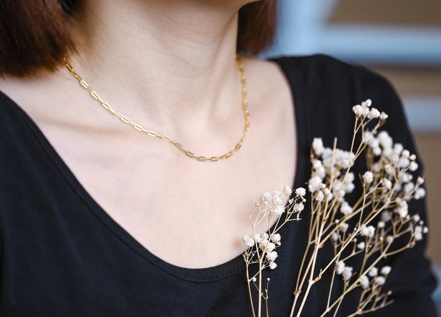 Adjustable Sterling Silver Necklace, 2.6mm Dainty Cable Chain, Minimalist Necklace, 16-18 Inch Ready to Wear (CY-046)