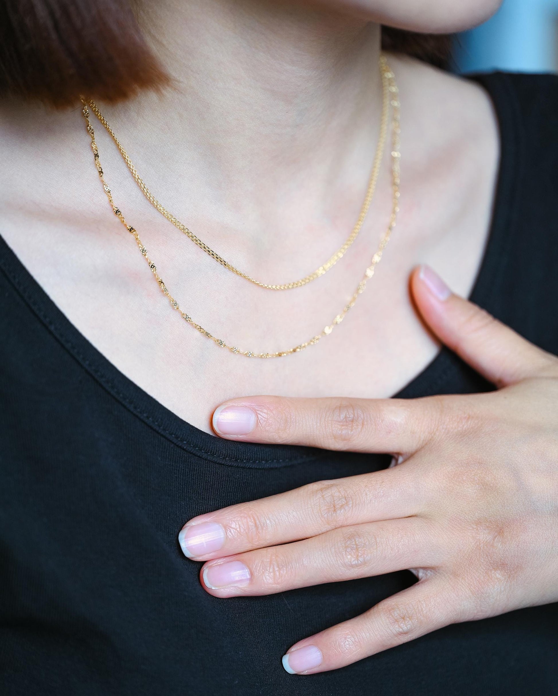 Sterling Silver Double Layer Necklace, Dainty Necklace, Layering Necklaces, Ready to Wear (CY-047)