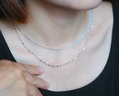 Sterling Silver Double Layer Necklace, Dainty Necklace, Layering Necklaces, Ready to Wear (CY-047)