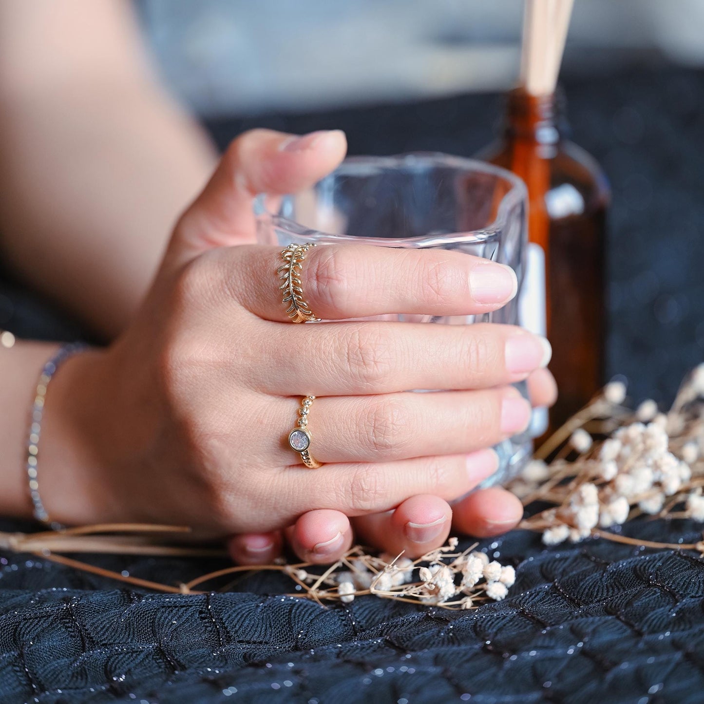 4pcs Gold Feather Finger Ring, Everyday Ring, Modern Style Ring, Fashion Rings, Dainty Rings (#GB-3925)