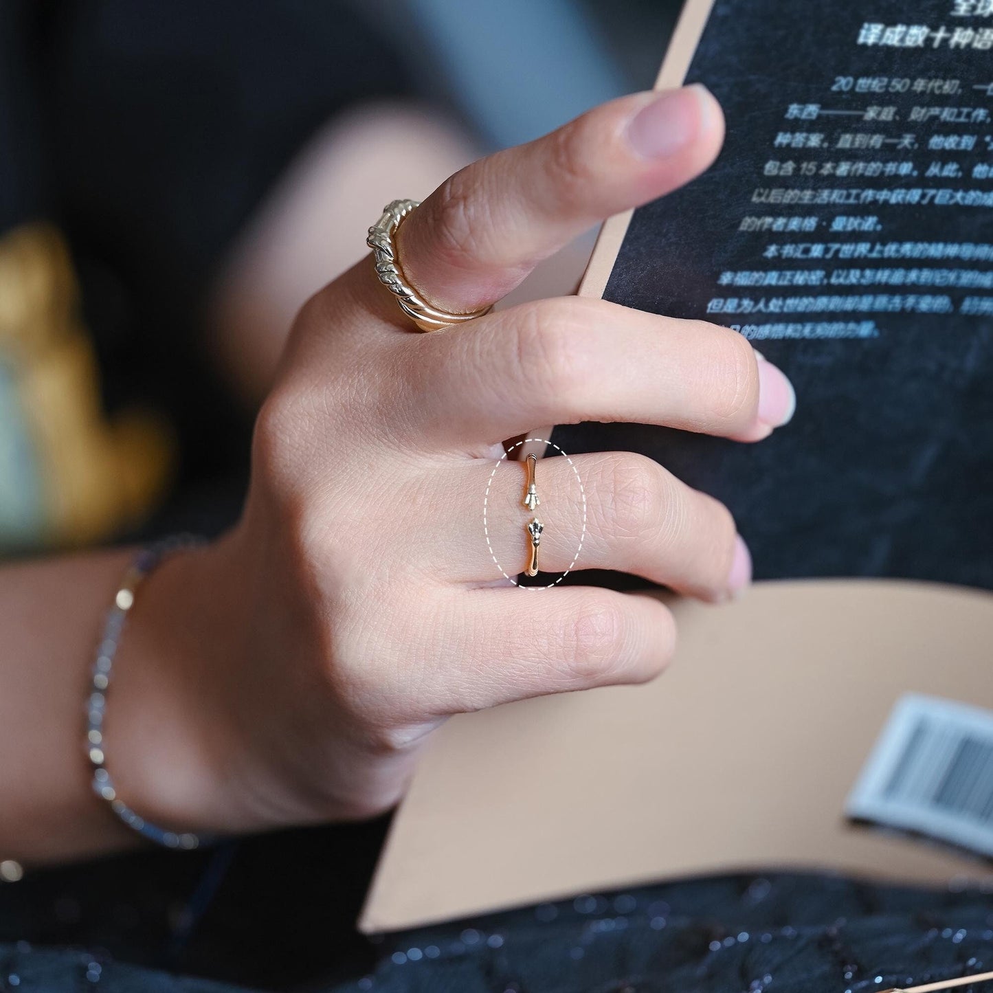 4pcs Gold Bamboo Ring, Finger Ring, Everyday Ring, Modern Style Ring, Fashion Rings, Dainty Rings (#GB-4051)