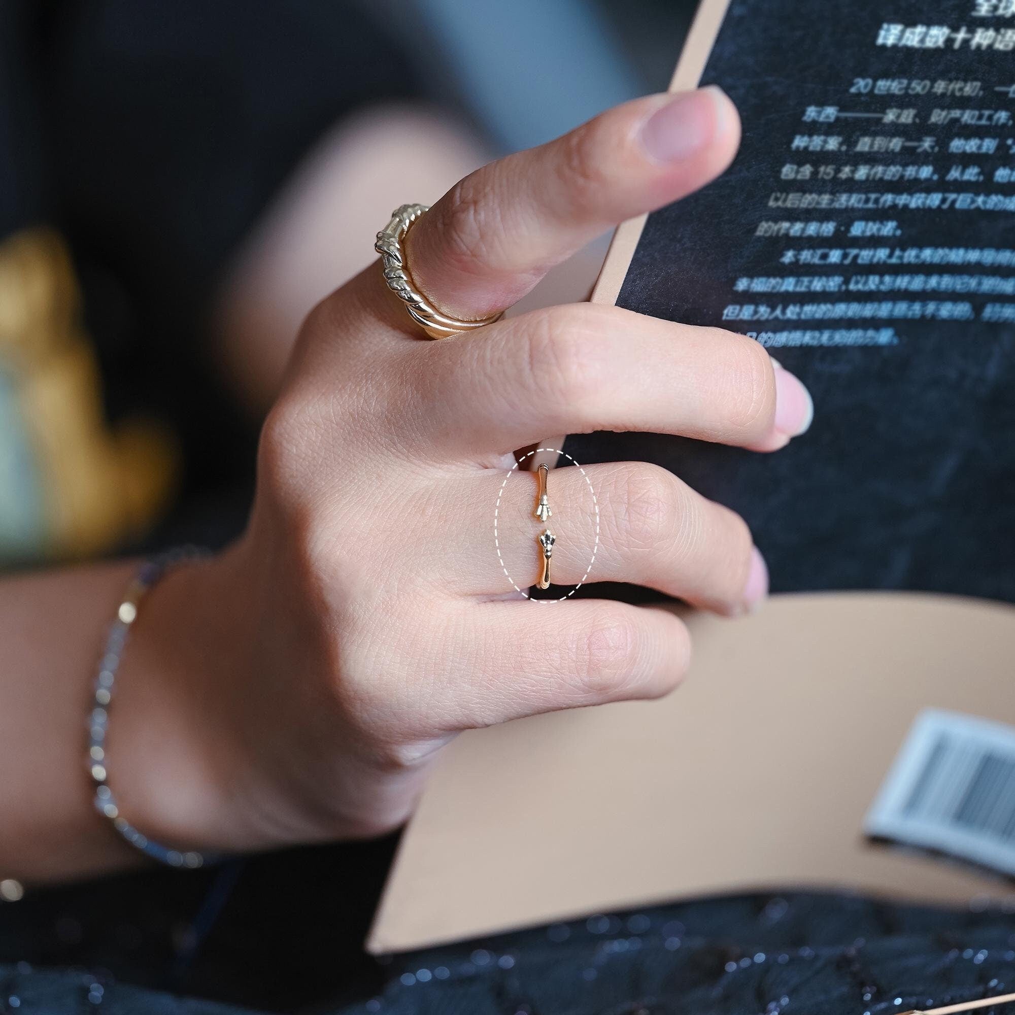 4pcs Gold Bamboo Ring, Finger Ring, Everyday Ring, Modern Style Ring, Fashion Rings, Dainty Rings (#GB-4051)