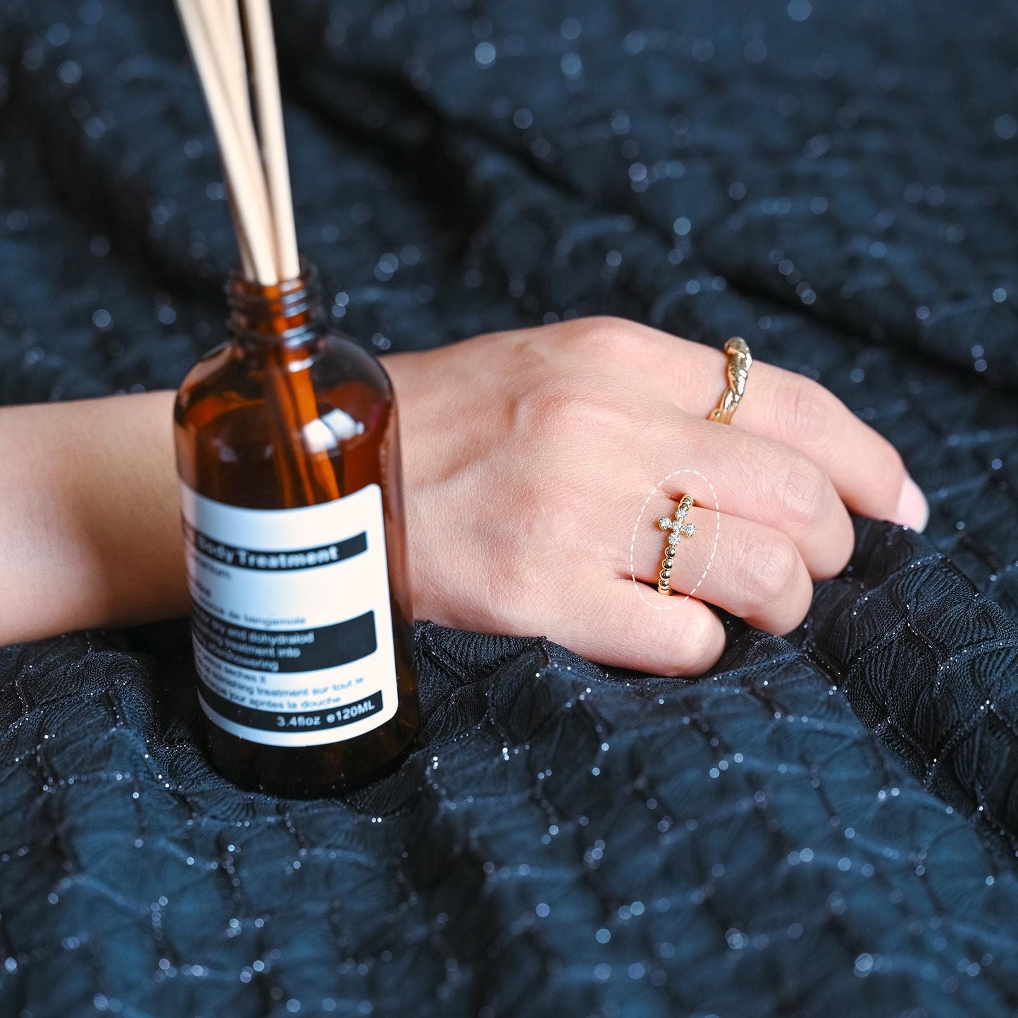 4pcs CZ Pave Gold Cross Ring, Modern Style Ring, Fashion Rings, Dainty Rings, Adjustable Ring (#GB-4092)