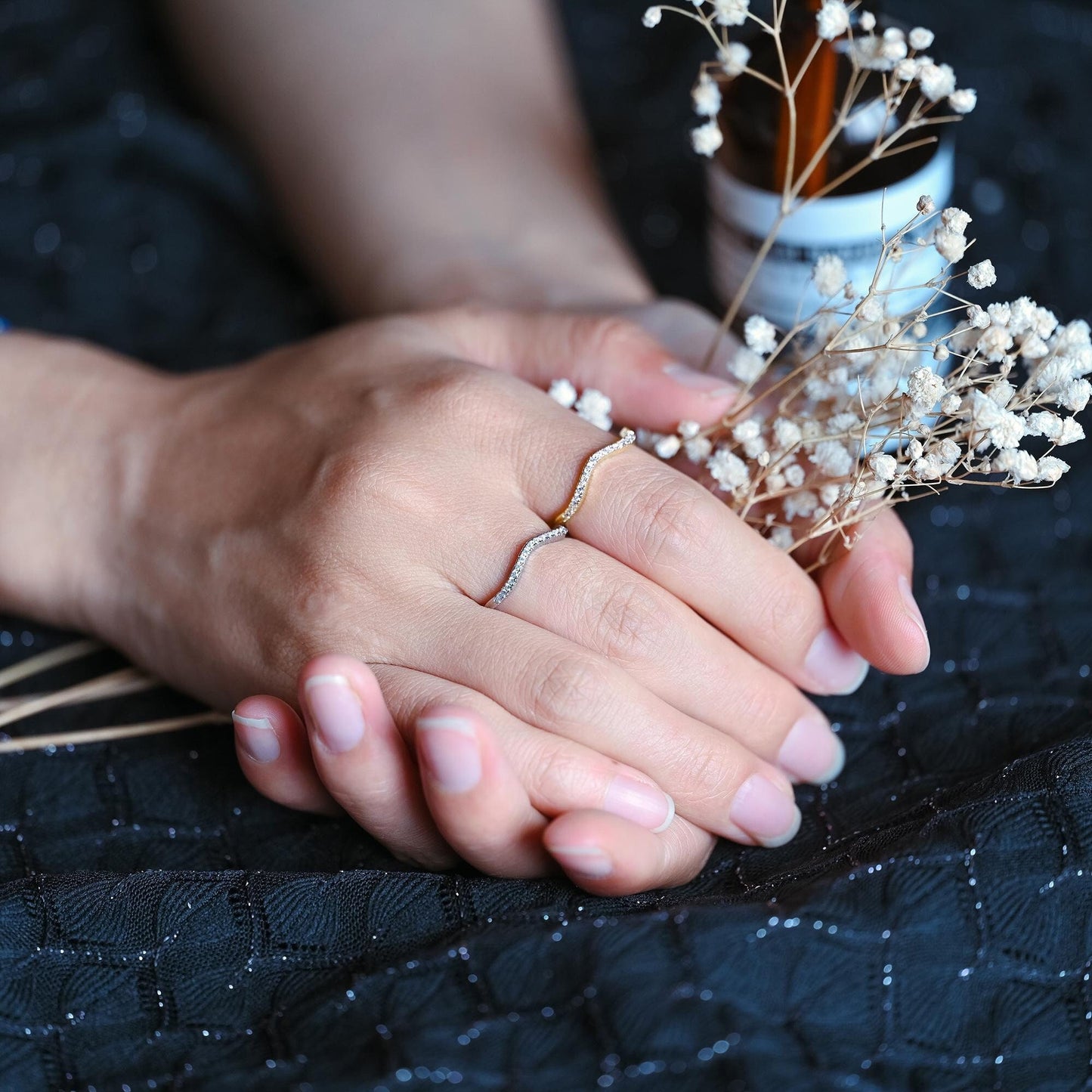 4pcs CZ Pave Gold/ Silver Wave Ring, Finger Ring, Everyday Ring, Modern Style Ring, Fashion Rings, Dainty Rings (#GB-4183)