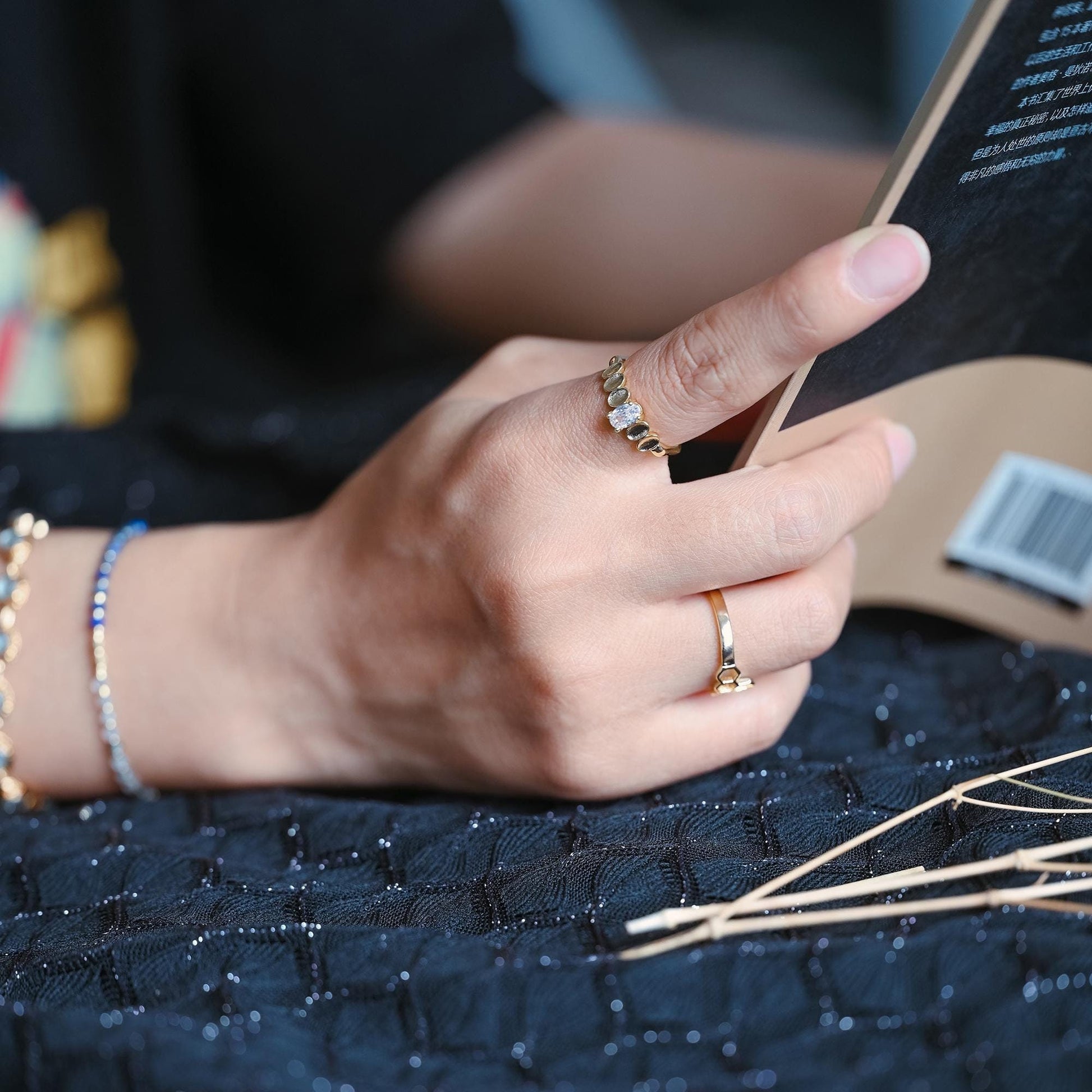 4pcs Oval CZ Pave Gold Finger Ring, Modern Style Ring, Fashion Rings, Dainty Rings, Adjustable Ring (#GB-4419)