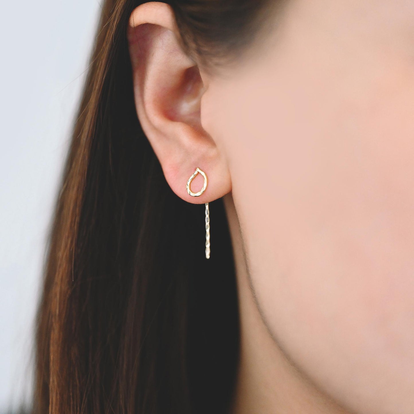 10pcs Gold/ Silver Hammered Hoop Ear Hooks, Gold/ Rhodium plated Brass, Minimalist Round Earrings (GB-4431)