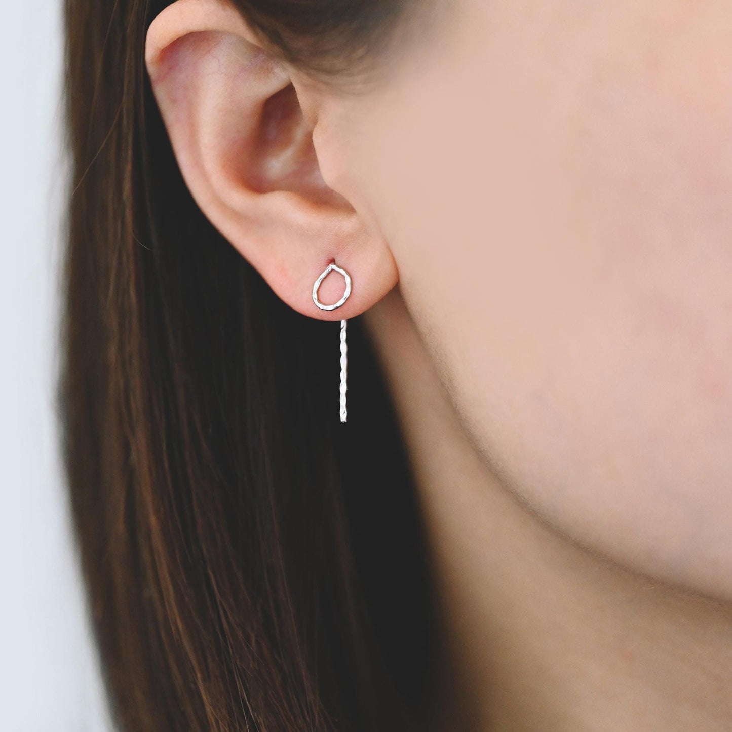 10pcs Gold/ Silver Hammered Hoop Ear Hooks, Gold/ Rhodium plated Brass, Minimalist Round Earrings (GB-4431)