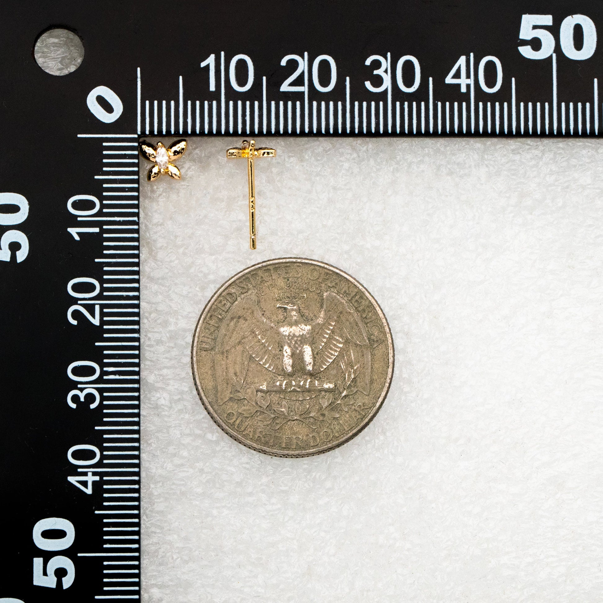 10pcs CZ Pave Gold Butterfly Earrings, Dianty Butterfly Ear Studs, Jewelry Supplies (GB-4449)