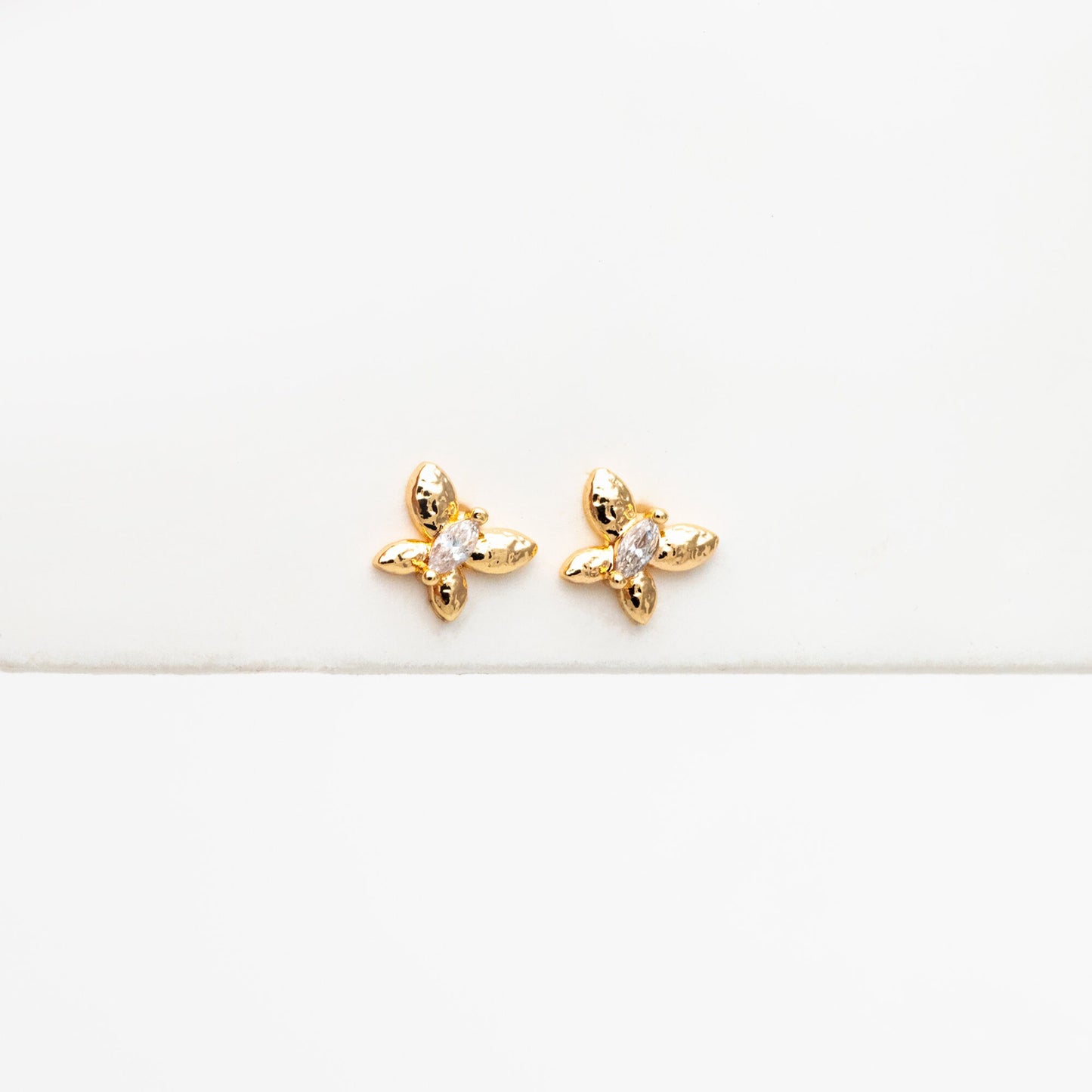 10pcs CZ Pave Gold Butterfly Earrings, Dianty Butterfly Ear Studs, Jewelry Supplies (GB-4449)